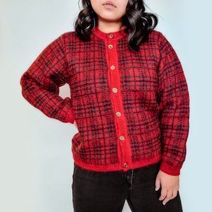 Edinburgh Red, Black, and Green Plaid Cardigan